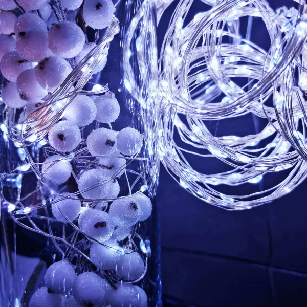 Kalėdinės lemputės 30 LED mikro laidai su baterijomis šalta balta
