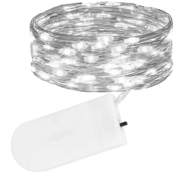 Kalėdinės lemputės 30 LED mikro laidai su baterijomis šalta balta