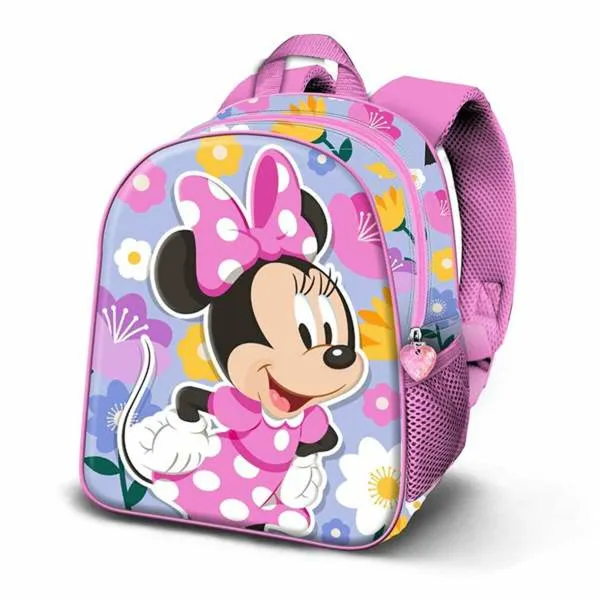 3D mokyklinis krepšys su ratukais Minnie Mouse Spring Rožinė
