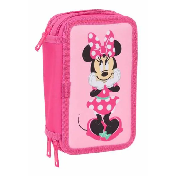 Kolmoiskynäkotelo Minnie Mouse Pinkki 12,5 x 19,5 x 5,5 cm 37 Kappaletta