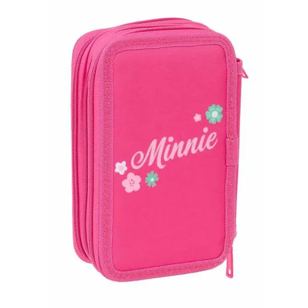 Тройной пенал Minnie Mouse Розовый 12,5 x 19,5 x 5,5 cm 37 Предметы
