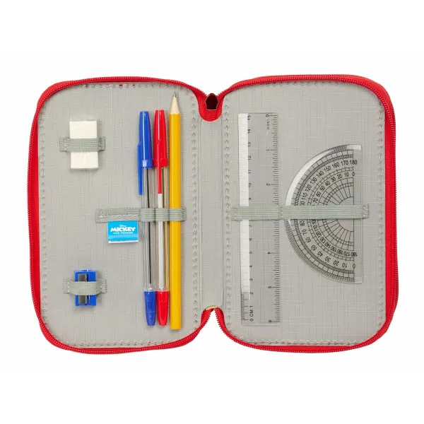 Penālis ar vietu trim zīmuļiem Mickey Mouse Sarkans 12,5 x 19,5 x 5,5 cm 37 Daudzums