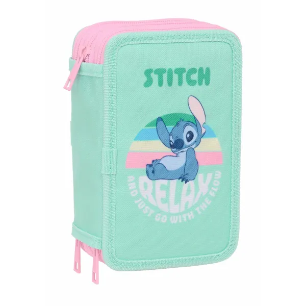 Penālis ar vietu trim zīmuļiem Stitch Zaļš 12,5 x 19,5 x 5,5 cm 37 Daudzums