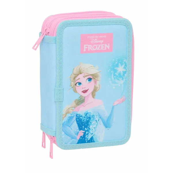 Triple Pencil Case Frozen Blue 12,5 x 19,5 x 5,5 cm 37 Pieces