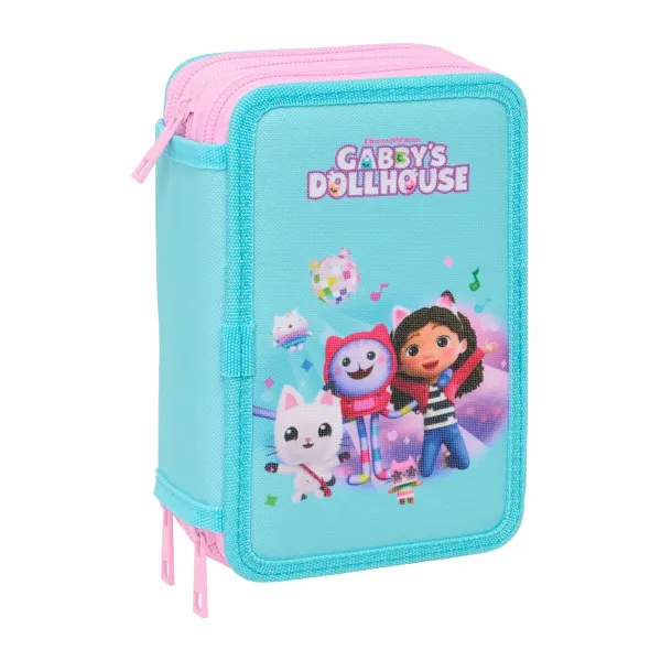 Triple Pencil Case Gabby's Dollhouse Blue 12,5 x 19,5 x 5,5 cm 37 Pieces