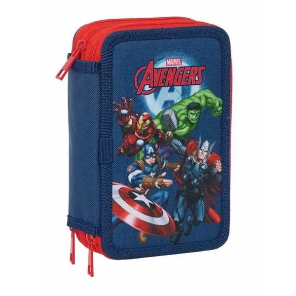 Тройной пенал The Avengers Тёмно Синий 12,5 x 19,5 x 5,5 cm 37 Предметы