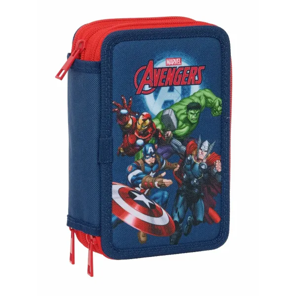 Kolmoiskynäkotelo The Avengers Laivastonsininen 12,5 x 19,5 x 5,5 cm 37 Kappaletta