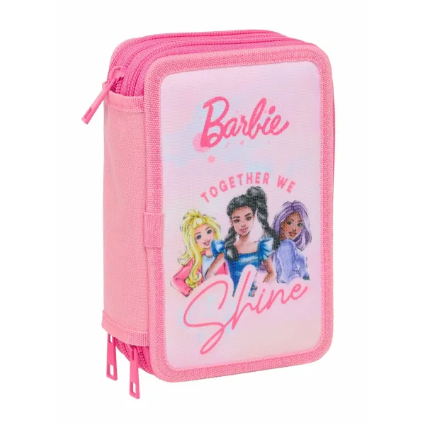 Тройной пенал Barbie Розовый 12,5 x 19,5 x 5,5 cm 37 Предметы