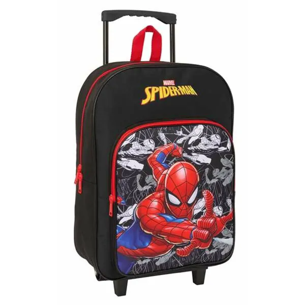 Mokyklinė kuprinė su ratukais Spider-Man Juoda Raudona 32 x 42 x 14 cm