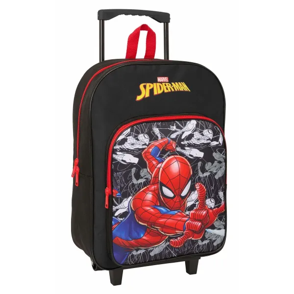 Школьный рюкзак с колесиками Spider-Man Чёрный Красный 32 x 42 x 14 cm