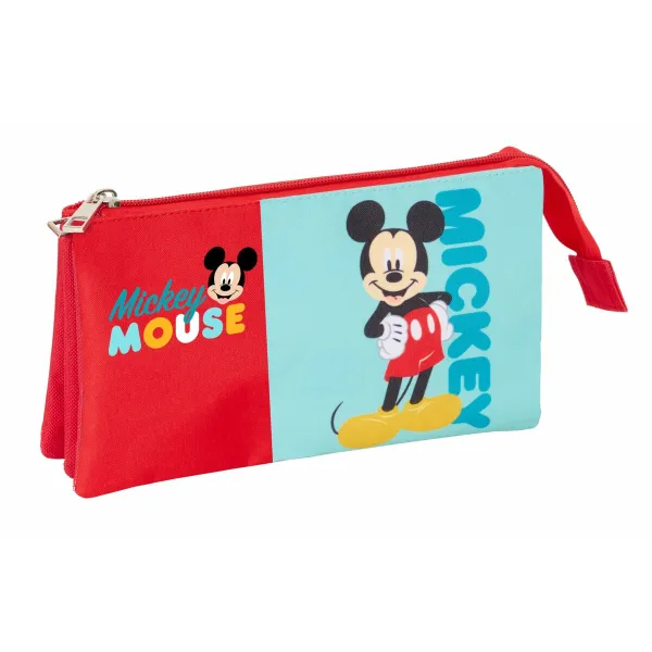 Kolmilokeroinen laukku Mickey Mouse Sininen 22 x 12 x 3 cm