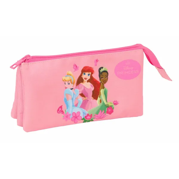 Тройной пенал Disney Princess Розовый 22 x 12 x 3 cm