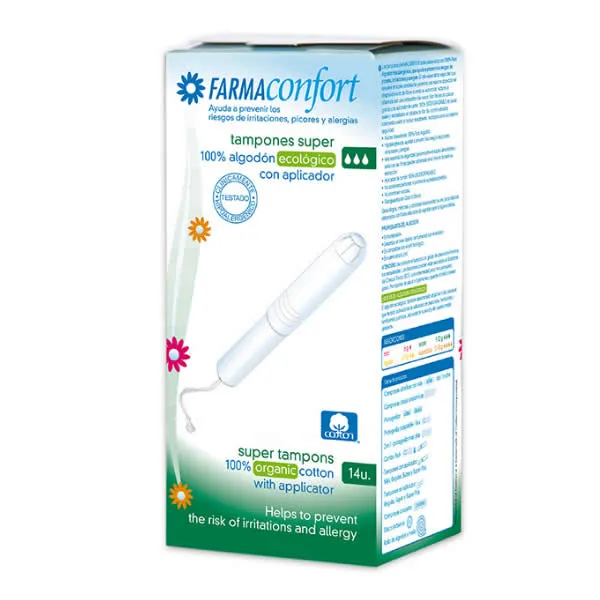 FarmaConfort Cotton Tampons With Applicator Size Super 14 Units