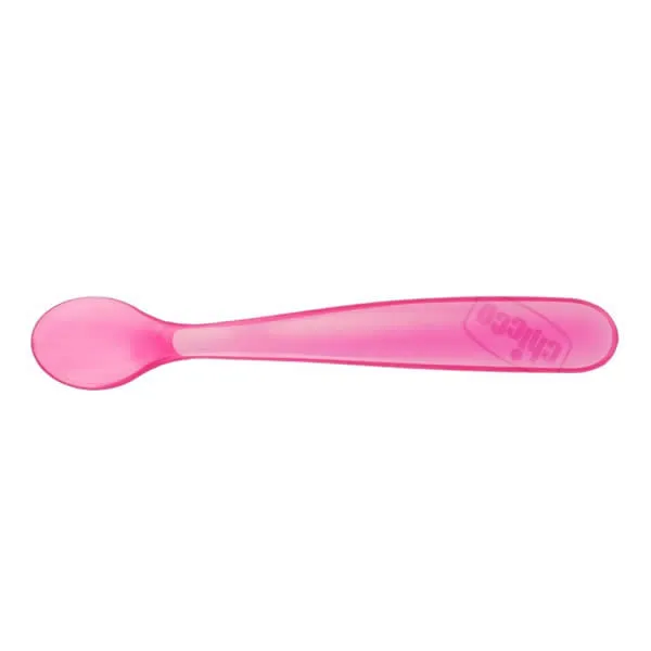 Chicco Duplo Soft Pink Silicone Spoon 6m+ 2 Units