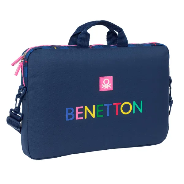 Kannettavan salkku Benetton Damero Laivastonsininen 40 x 27 x 4 cm