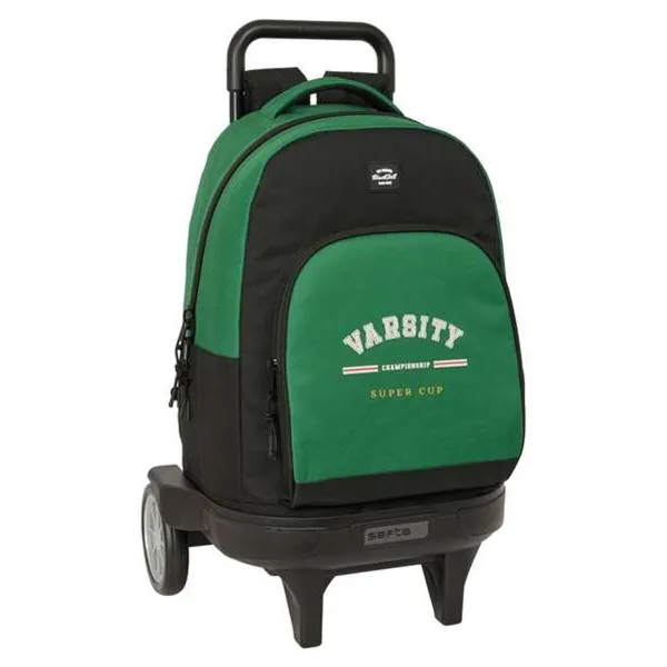Школьный рюкзак с колесиками BlackFit8 Varsity Чёрный Зеленый 33 x 45 x 22 cm
