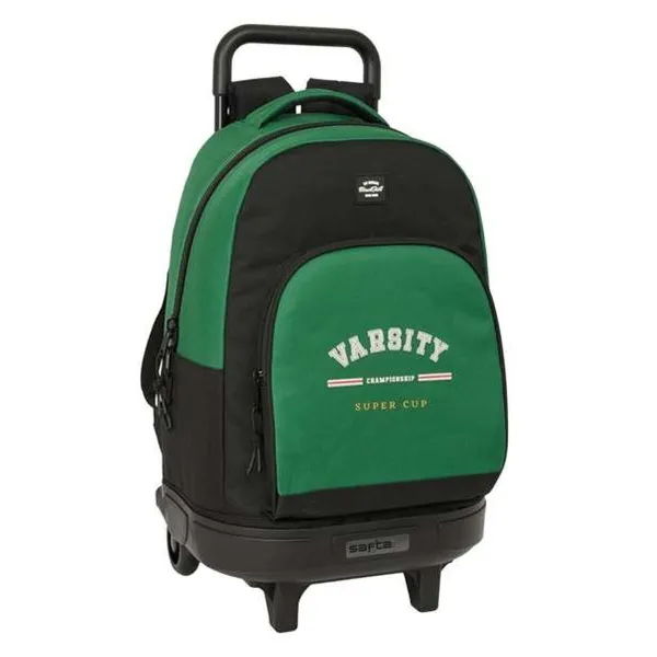 Школьный рюкзак с колесиками BlackFit8 Varsity Чёрный Зеленый 33 x 45 x 22 cm