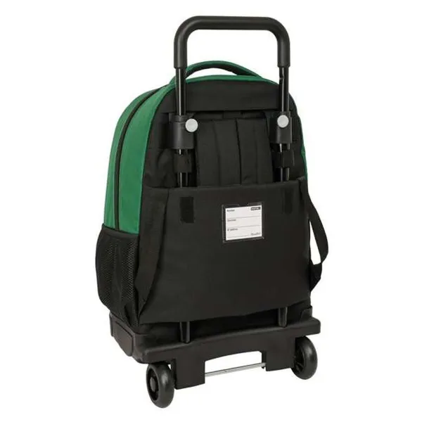 Mokyklinė kuprinė su ratukais BlackFit8 Varsity Juoda Žalia 33 x 45 x 22 cm