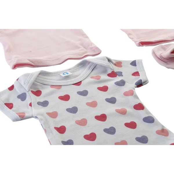 Drēbju komplekts DKD Home Decor Balts Rozā (2 gb.) Kokvilna 0-6 mēneši