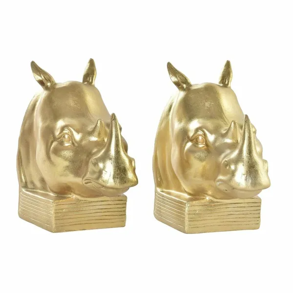Пюпитр DKD Home Decor Носорог Позолоченный Смола Колониальный 15 x 7,5 x 14,5 cm