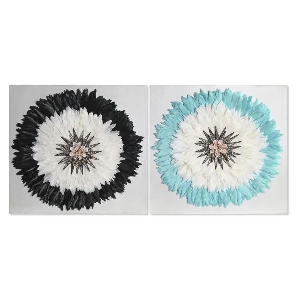 Настенный декор DKD Home Decor Белый Чёрный 60 x 6 x 60 cm (2 штук)