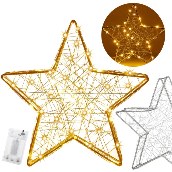 Kalėdinė dekoracija Springos CL4128, 30 LED, vitražinė žvaigždė, šiltai balta šviesa