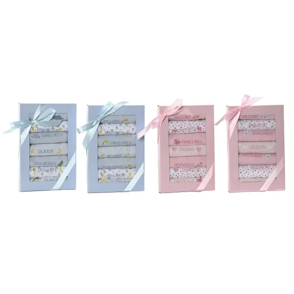 Ruokalappusetti Home ESPRIT Pinkki Taivaansininen Puuvilla 19 x 29 x 3 cm (4 osaa)