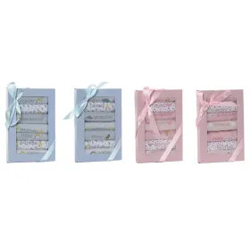 Bib Set Home ESPRIT Blue Pink Cotton 19 x 29 x 3 cm (4 Units)