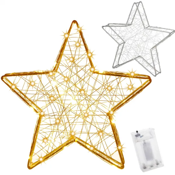 Jõulukaunistus Springos CL4128, 30 LED, vitraaž-täht, soe valge valgus