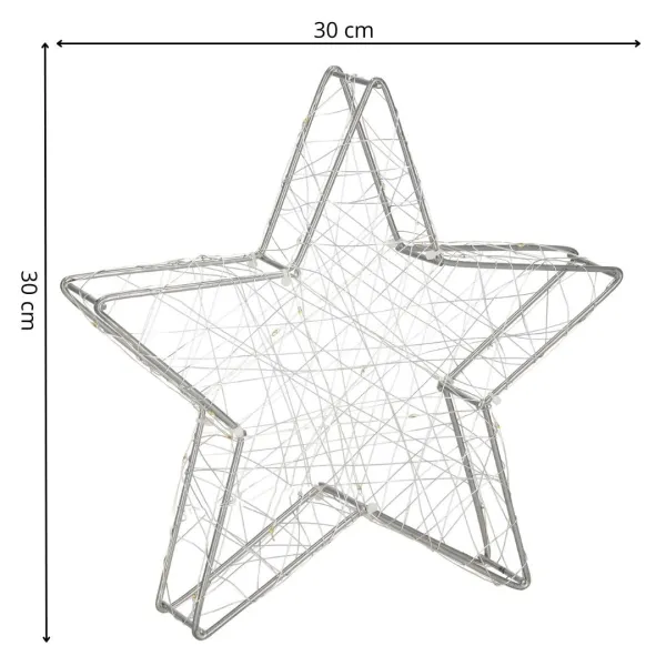 Joulukoriste Springos CL4128, 30 LED, lasimaalaustyyliin tehty tähti, lämmin valkoinen valo