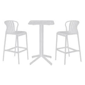 Pöytäsetti 2 tuolilla Home ESPRIT Valkoinen Metalli polypropeeni 60 x 60 x 102 cm