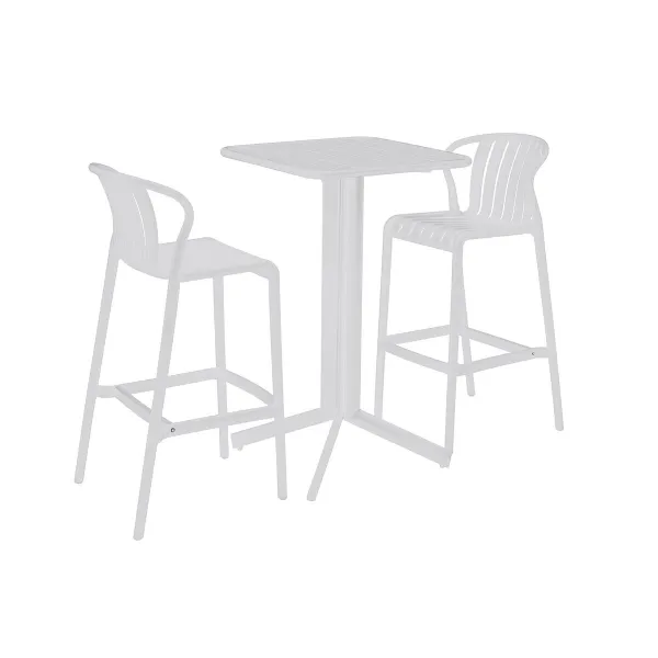 Galda komplekts ar 2 krēsliem Home ESPRIT Balts Metāls polipropilēns 60 x 60 x 102 cm