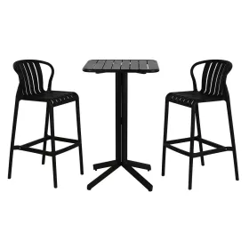 Pöytäsetti 2 tuolilla Home ESPRIT Musta Metalli polypropeeni 60 x 60 x 102 cm