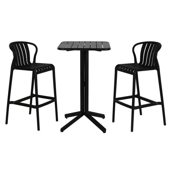 Stalo rinkinys su 2 kėdėmis Home ESPRIT Juoda Metalinis polipropileno 60 x 60 x 102 cm