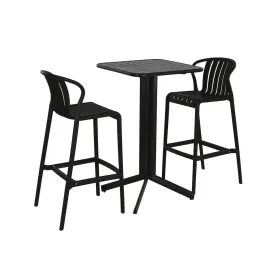 Galda komplekts ar 2 krēsliem Home ESPRIT Melns Metāls polipropilēns 60 x 60 x 102 cm