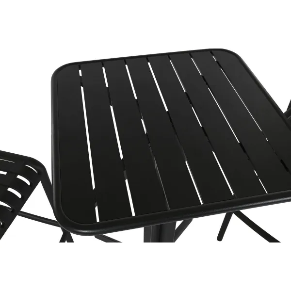 Galda komplekts ar 2 krēsliem Home ESPRIT Melns Metāls polipropilēns 60 x 60 x 102 cm