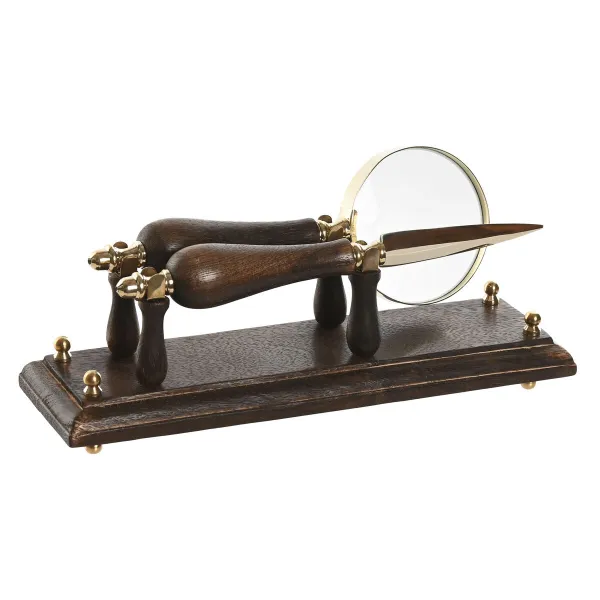Лупа Home ESPRIT Латунь Древесина манго 25 x 7 x 11 cm