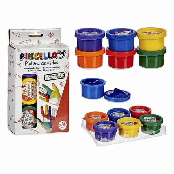 Finger Paint Pincello Fingers Yellow Blue Red Green Purple Orange (12 Units)