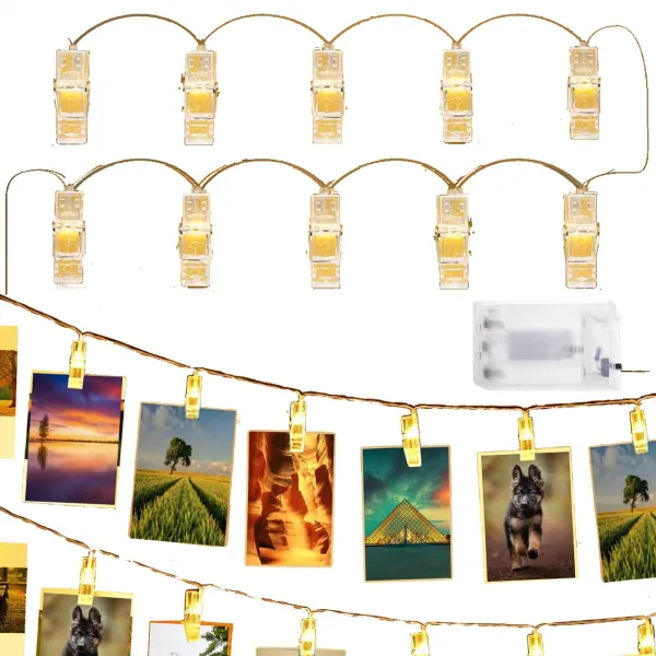 LED segtukai nuotraukoms Springos CL4131, 10 LED, šiltai balta