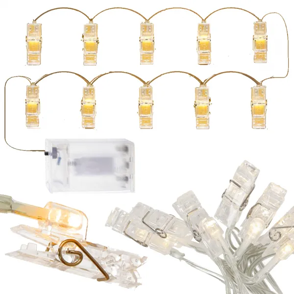 LED segtukai nuotraukoms Springos CL4131, 10 LED, šiltai balta