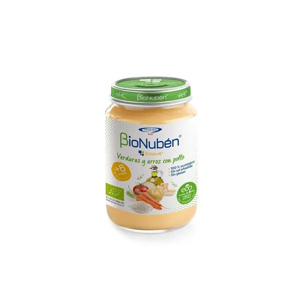 Bionubén Bionuben Ecopuré Tarrito Verduras y Arroz Con Pollo 6m 250g