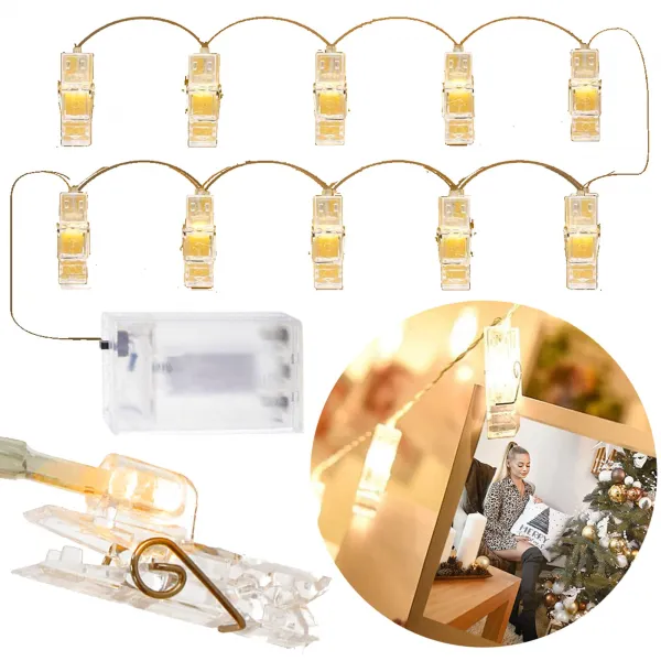 LED segtukai nuotraukoms Springos CL4131, 10 LED, šiltai balta