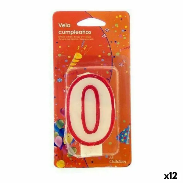 Küünal Sünnipäev Numbrid 0 Valge Punane (12 Ühikut)