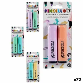 Fluorescent Marker Pincello Yellow Green Orange Lilac Cake (72 Units)