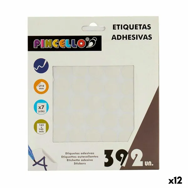 Клейкие этикетки Pincello Белый Ø 18 mm 17 x 4 x 19,5 cm (12 штук)
