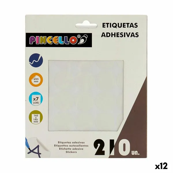 Клейкие этикетки Pincello Белый Ø 25 mm 17 x 4 x 19 cm (12 штук)