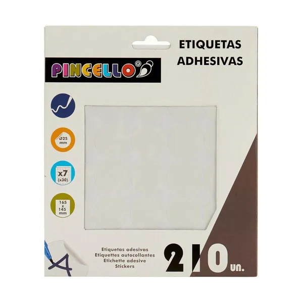 Клейкие этикетки Pincello Белый Ø 25 mm 17 x 4 x 19 cm (12 штук)