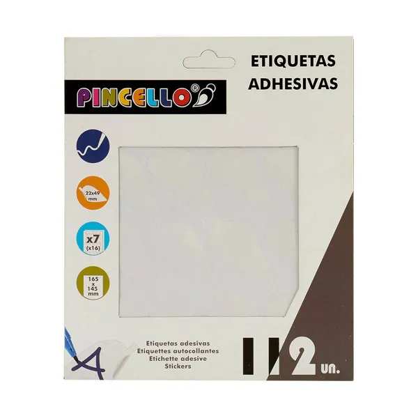 Lipnios etiketės Pincello Balta 17 x 4 x 19 cm 22 x 49 mm Paklodės (12 vnt.)