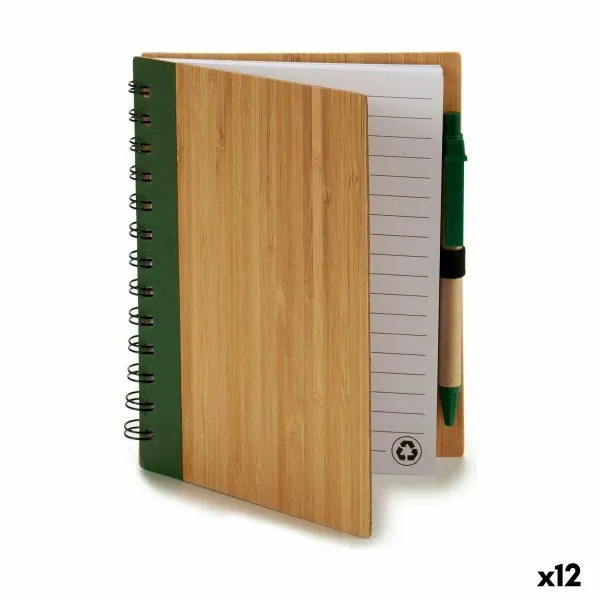 Spiral Notebook with Pen Pincello 19,5 x 8 x 35,5 cm 14 x 18 cm Bamboo (12 Units)