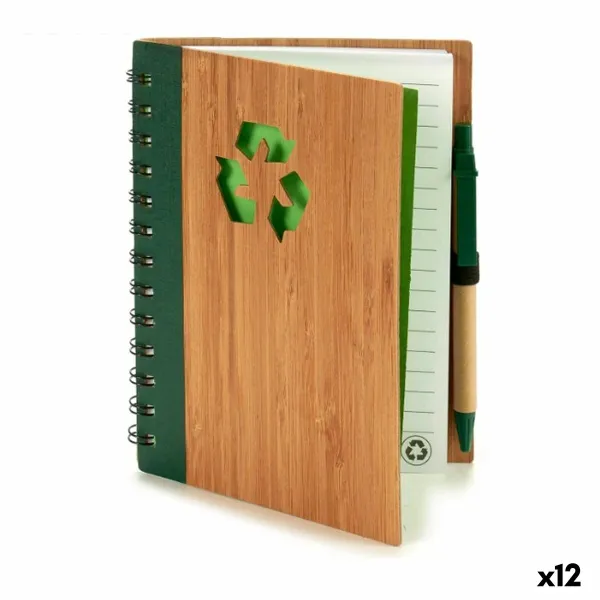Spirālklade ar Pildspalvu Pincello 1 x 18 x 14 cm Bambuss (12 gb.)